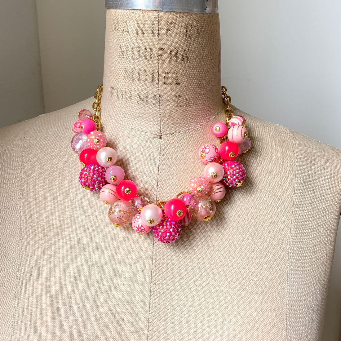 Hot Pink Beaded Necklace