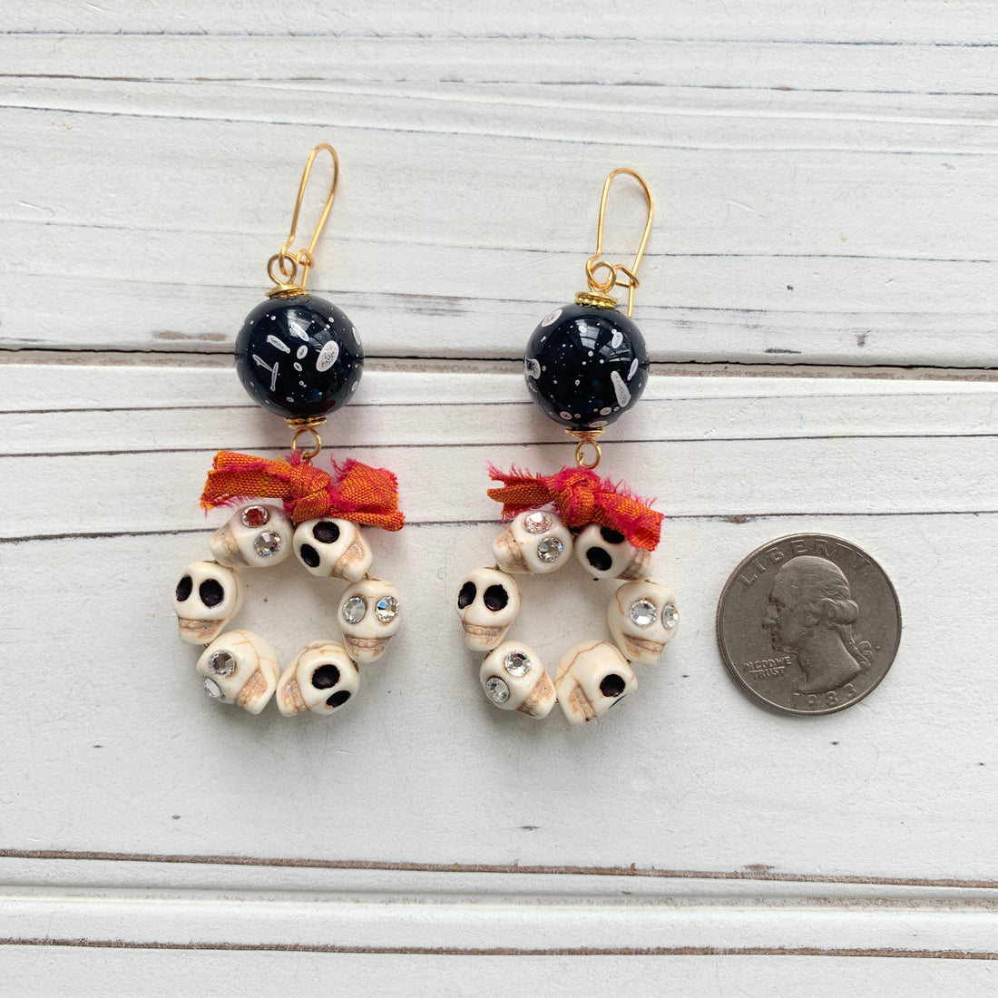 Lenora Dame Haunted Halloween Skull Earrings