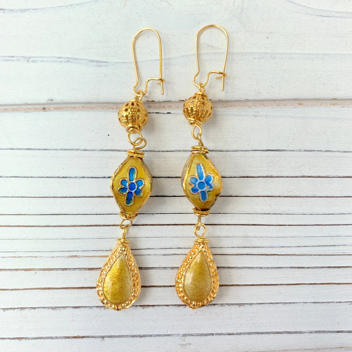 Lenora Dame Cloisonné Lantern Earrings - 2 Color Choices