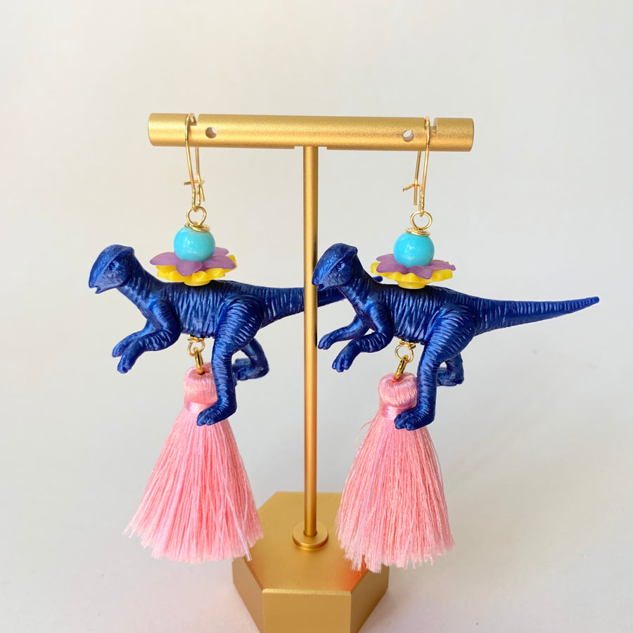 Lenora Dame Cobalt Dinosaur Earrings