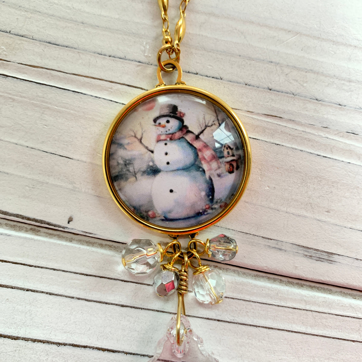 Lenora Dame Frosty Snowman Pendant Necklace