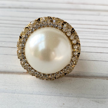 Lenora Dame Pearly Rhinestone Cocktail Ring