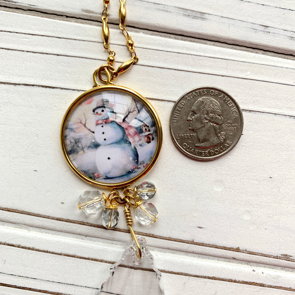 Lenora Dame Frosty Snowman Pendant Necklace
