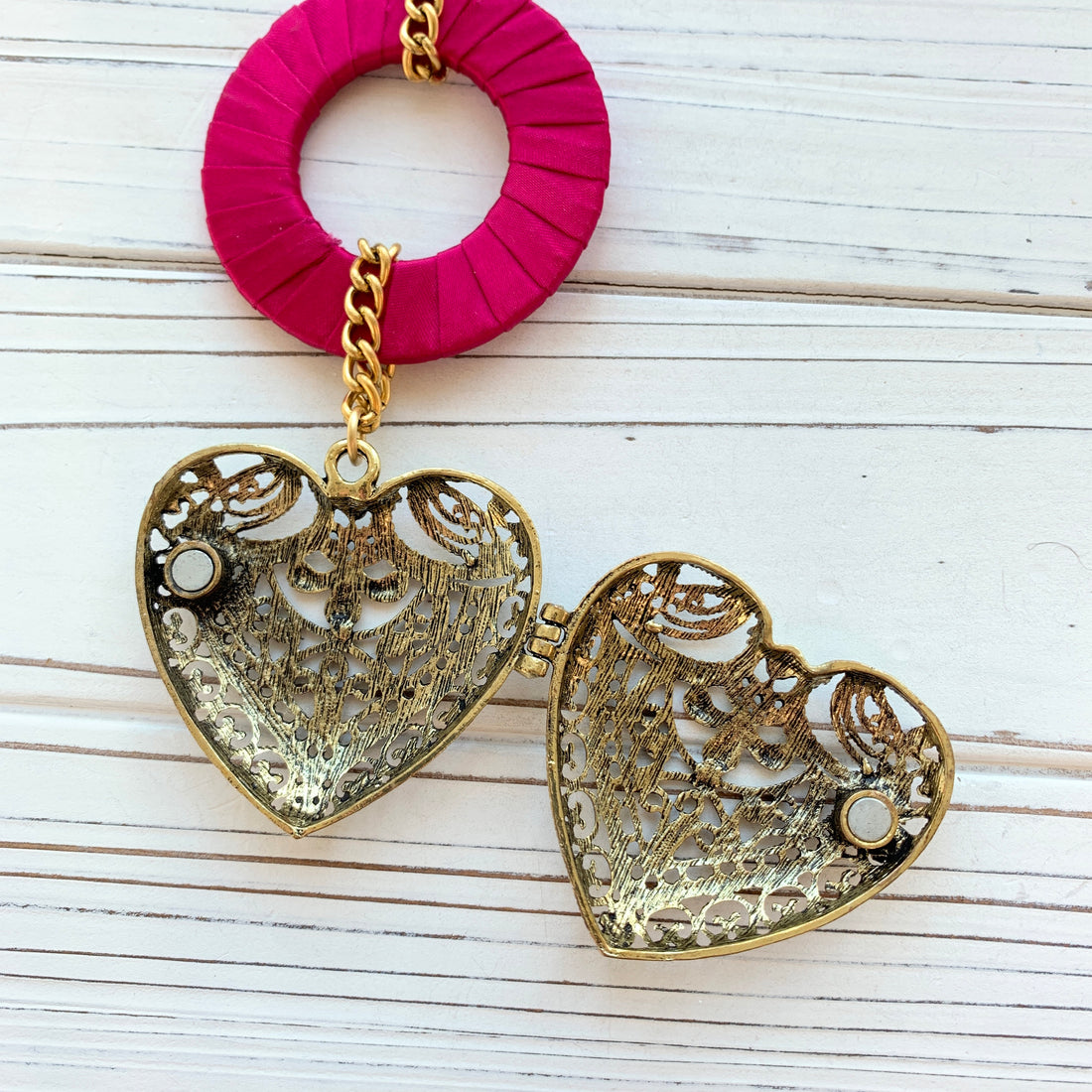 Lenora Dame Large Puffed Heart Locket Necklace