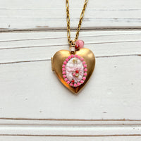 Cotton Candy Heart Locket Necklace - LAST ONE