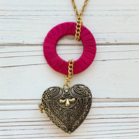 Lenora Dame Large Puffed Heart Locket Necklace