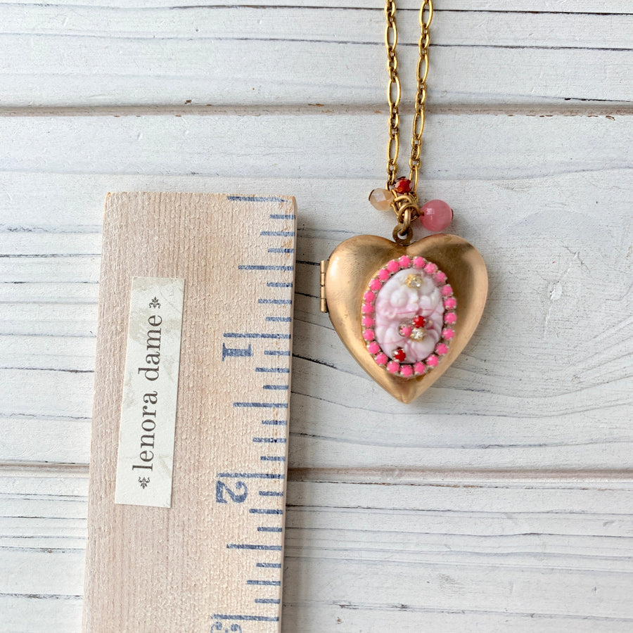 Cotton Candy Heart Locket Necklace - LAST ONE