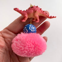 Pink Pompom Dinosaur Earrings
